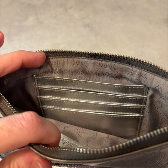 Michael Kors Metallic Silver Wristlet Clutch Purse - Picture 6 of 7